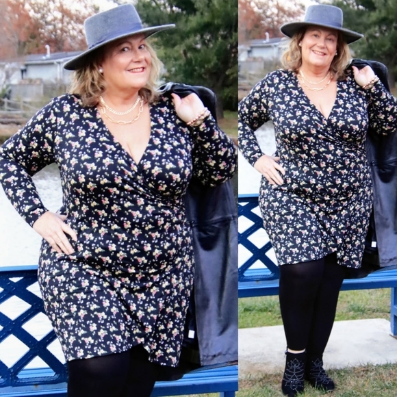 NEW NWT Dia & Co Socialite Piper Plus Size Printed Faux Wrap Dress - Picture 1 of 4